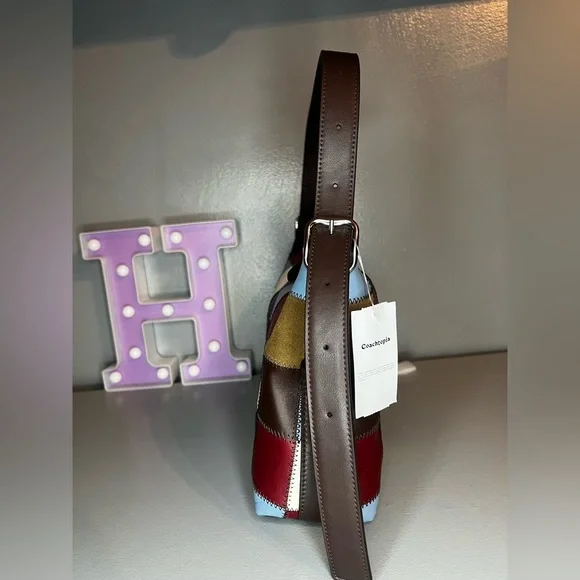 Coach Alter/Ego Shoulder Bag In Checkerboard Upcrafted Leather - Bluebell - Picture 5 of 11